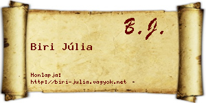Biri Júlia névjegykártya